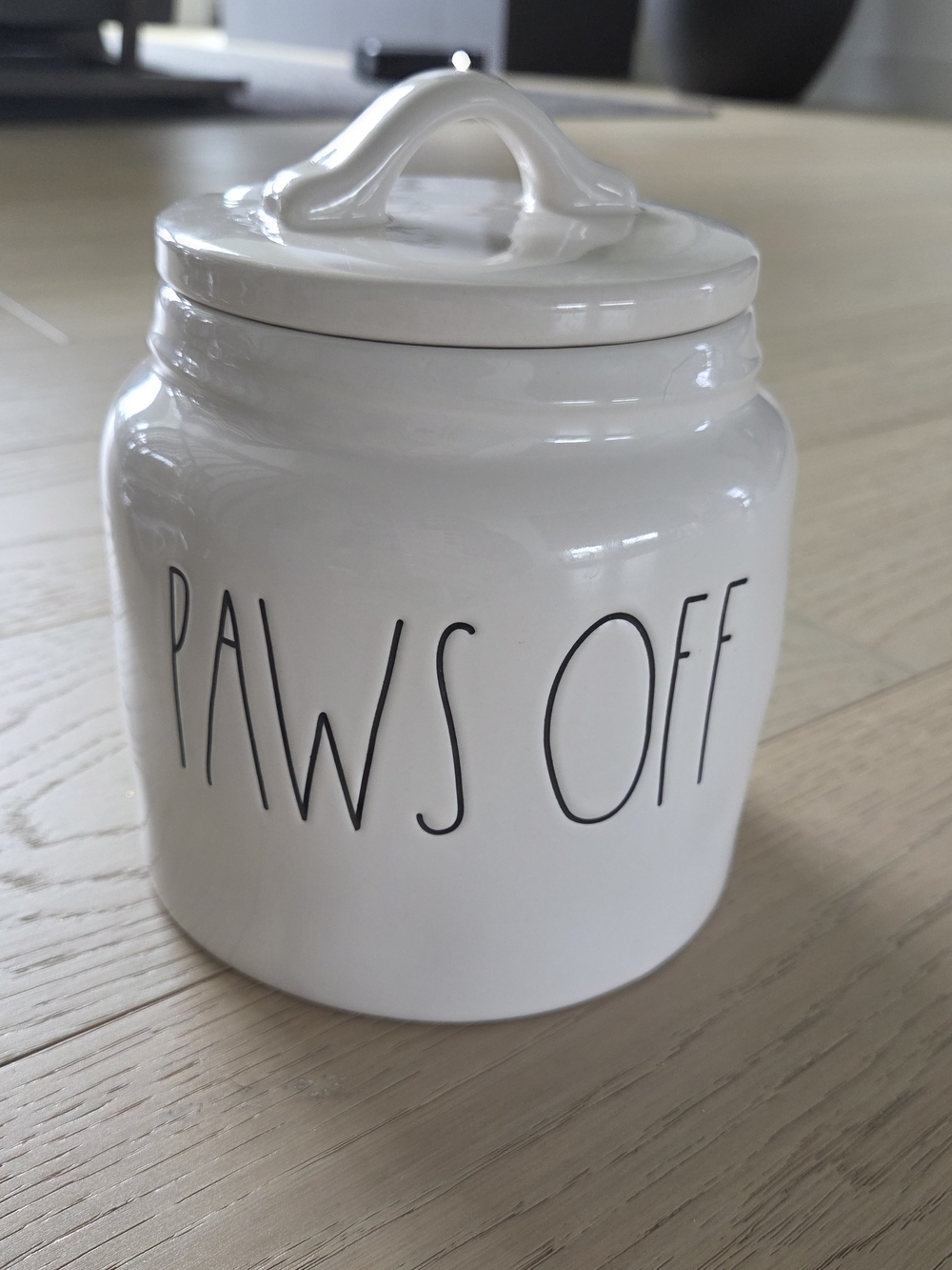 Rae Dunn PAWS OFF Pet Treat Jar Canister with Lid